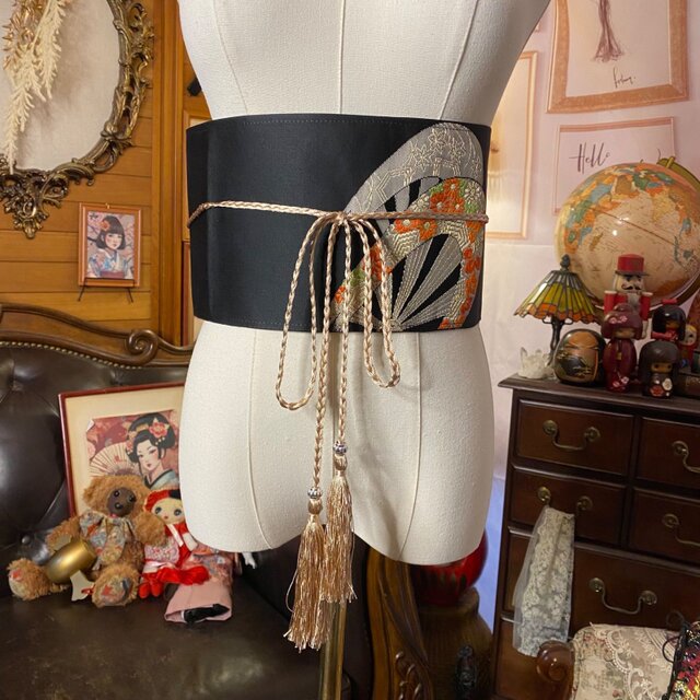 名古屋帯 リメイク サッシュベルト 飾り帯 和洋折衷 ハンドメイド