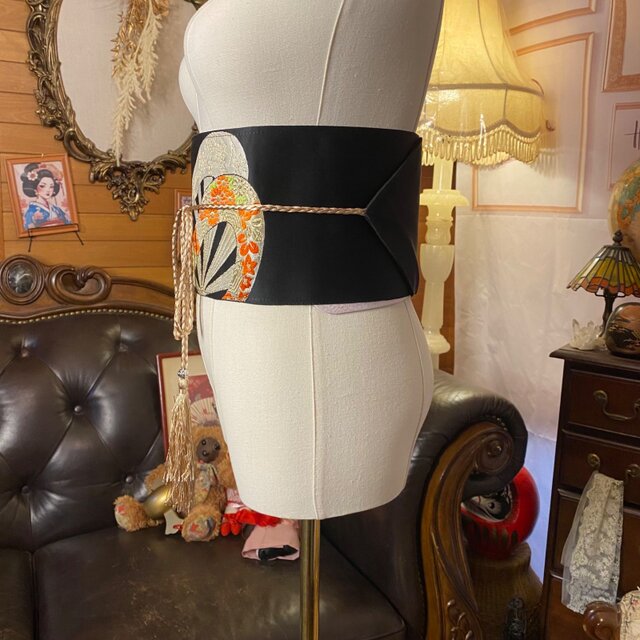 名古屋帯 リメイク サッシュベルト 飾り帯 和洋折衷 ハンドメイド