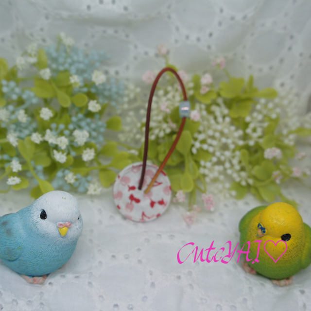 サクランボ☆うさぎ 2.7センチくるみボタンヘアゴムと5センチパッチン