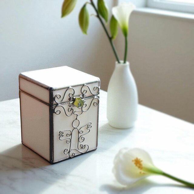 天使の祈り メモリアルボックス ステンドグラス ケース 3寸 4寸 骨董