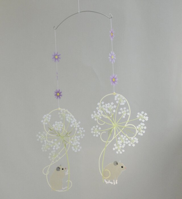 モビール＊レースフラワーとハムスター