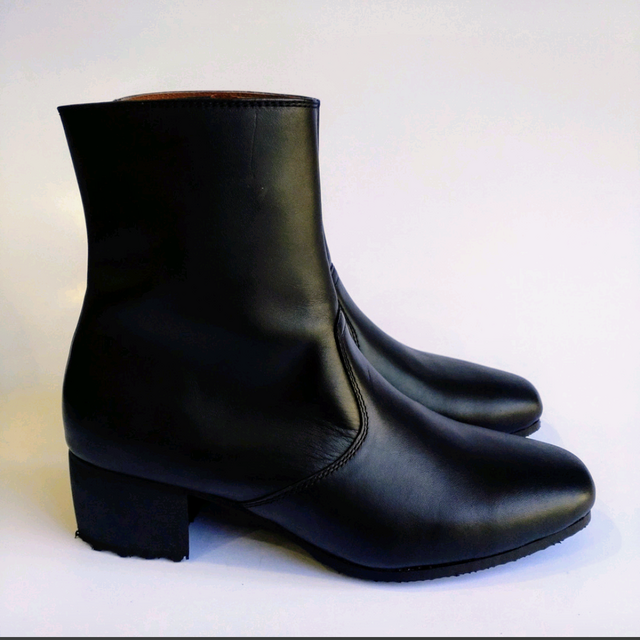 【ハンドメイド作家】天然の本革ブーツ スエード　23.5 ブルー celeste／革・靴 | 工房からの風・craft in action