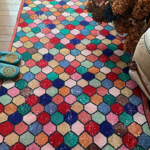 ヴィンテージラグ　モロッカンラグ モロッコ産 1980年代 ヴィンテージラグ】モロッカンラグ