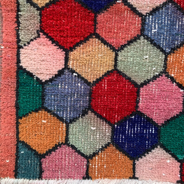 ランナー　モロッカンタイル　120×58パッチワーク　トルコヴィンテージラグ ランナー モロッカンタイル 120×58パッチワーク トルコ