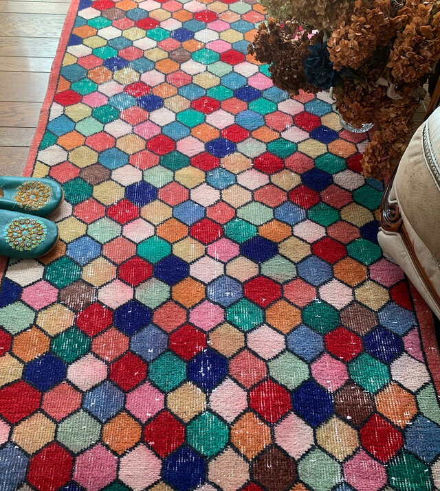 【売り切りセール】ハンドメイド カラフル モロッカンラグ 150 x 100cm 売り切りセール】ハンドメイド カラフル モロッカンラグ 150 x