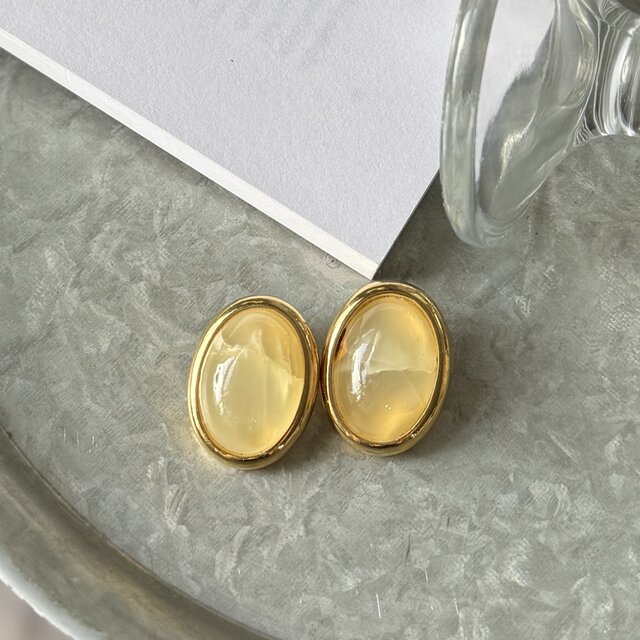 Y1191-【 David Grau 】デビッド・グロー ヴィンテージイヤリング Yellow Natural Stone