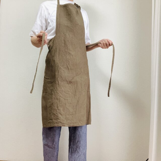 小柄なあなたに贈るベルギーリネンの華やぎワークエプロン スモール