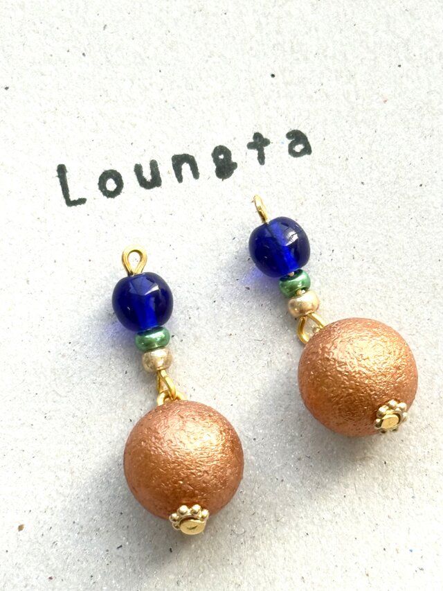 コットンパール風ピアス コットンパール パールピアス チェコビーズピアス 樹脂ピアス