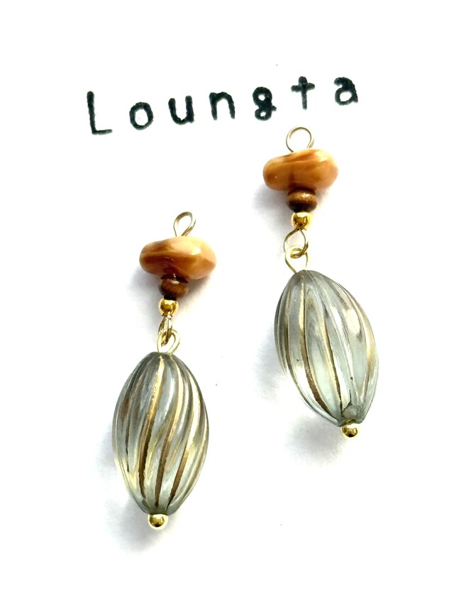 チェコビーズピアス 染めビーズ使用 樹脂ピアス