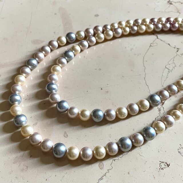 二連パールネックレス　フローラルブーケ