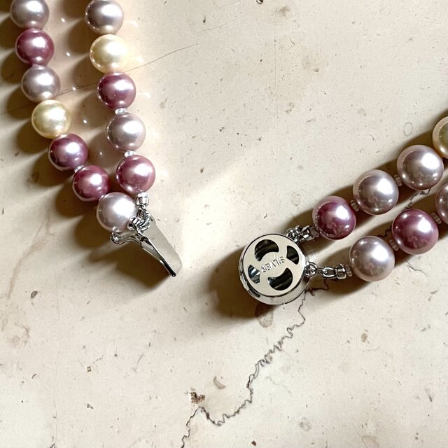 本真珠 パール二連ネックレス 花モチーフクラスプ 6.5-7mm SILVER 二連パールネックレス フローラルブーケ | iichi 日々の暮らしを