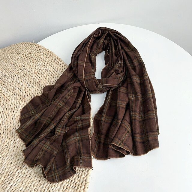 春 夏 秋  綿 チェックストール 母の日ギフト 敬老の日