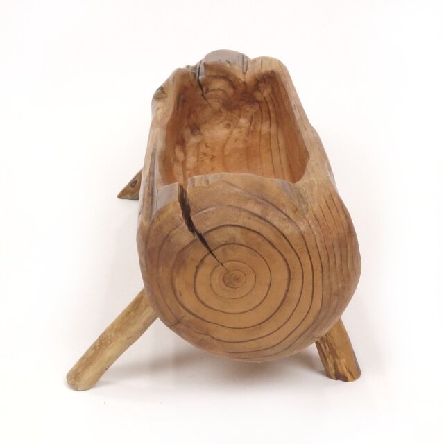 温泉流木】ロケット型流木丸太の足つきプランタースタンド 小物入れ