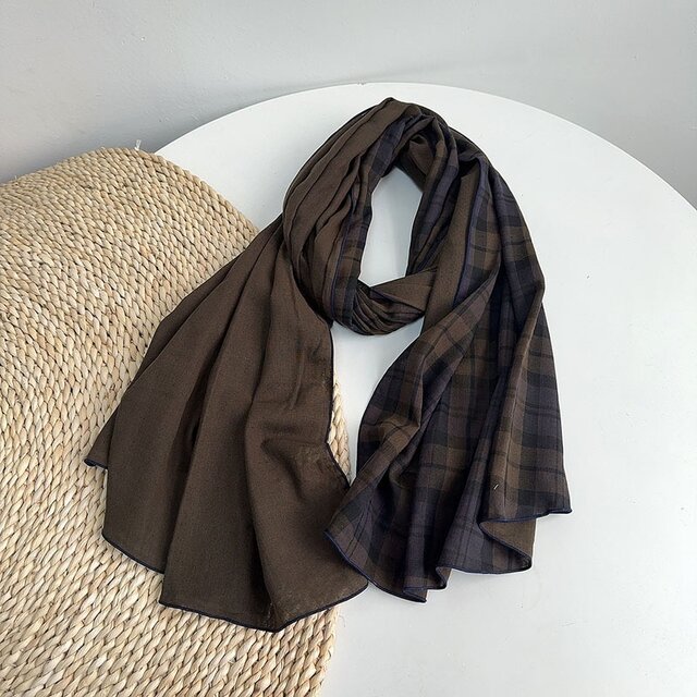 春 夏 秋  綿 チェックストール 母の日ギフト 敬老の日