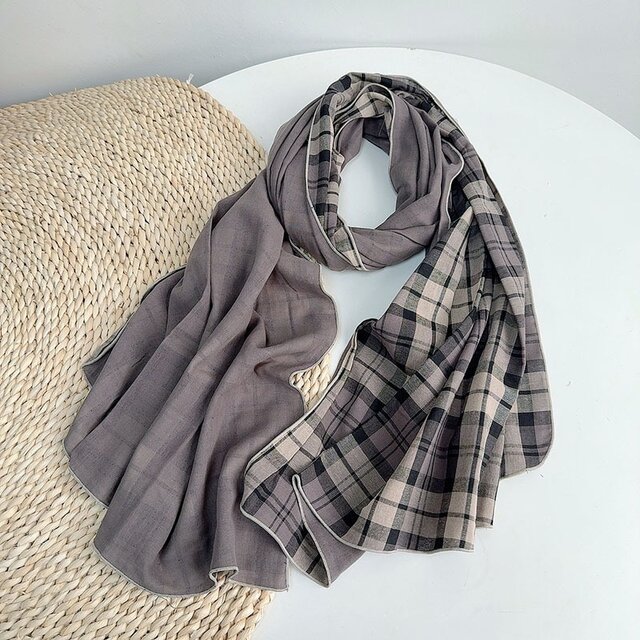 春 夏 秋  綿 チェックストール 母の日ギフト 敬老の日