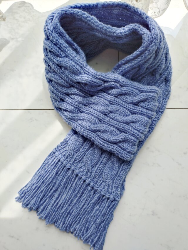 LIMI feu リミフゥ アラン編みフリンジニットマフラー LIMI feu リミフゥ アラン編みフリンジニットマフラー