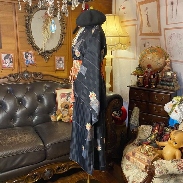 着物リメイク セミロング ワンピース｜洗える化繊素材＆名古屋帯