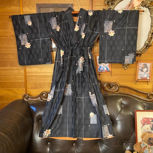 着物リメイク セミロング ワンピース｜洗える化繊素材＆名古屋帯