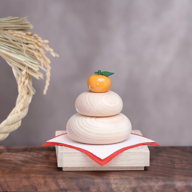 new！》鏡餅 木製 無垢材 国産ひのき 桐箱入り S,M,Lサイズ