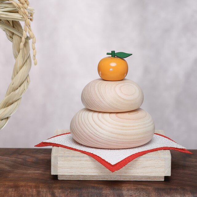 new！》鏡餅 木製 無垢材 国産ひのき 桐箱入り S,M,Lサイズ