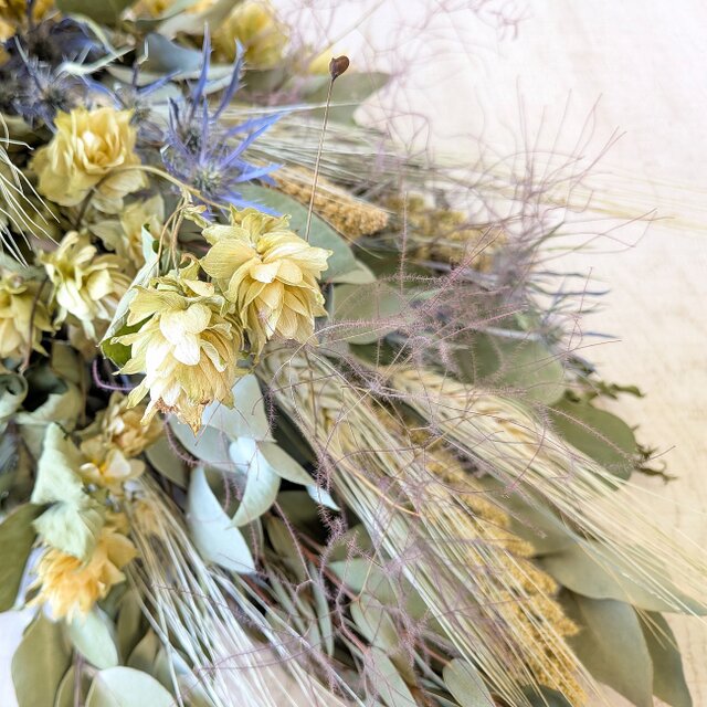 値下げしました。晩夏のグリーンスワッグ（実りの季節・やや細目