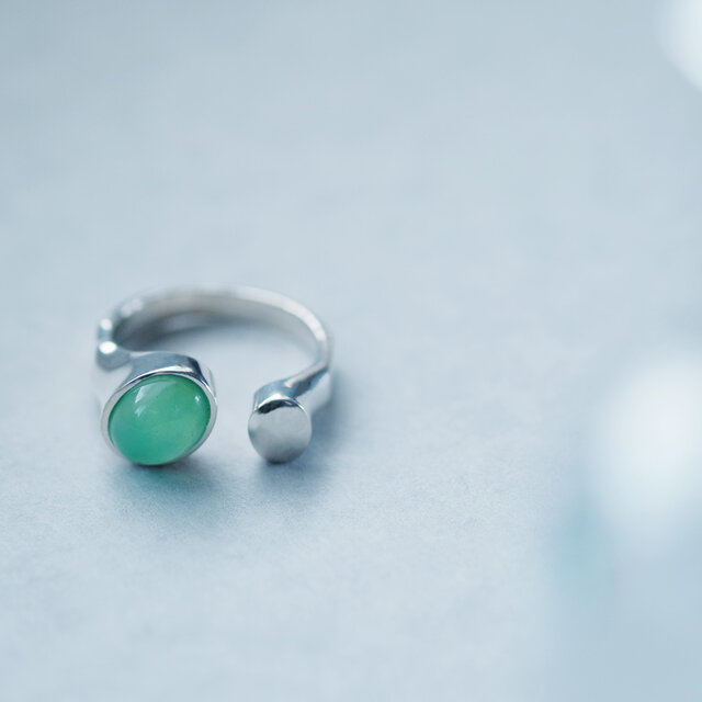 オーストラリア 翡翠 天然石 オープン リング シルバー925