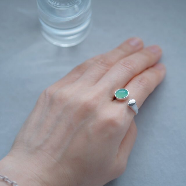 オーストラリア 翡翠 天然石 オープン リング シルバー925 | iichi