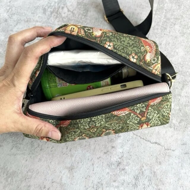 ウィリアムモリス 生地 × BOXショルダー軽量 小さめショルダーバッグ