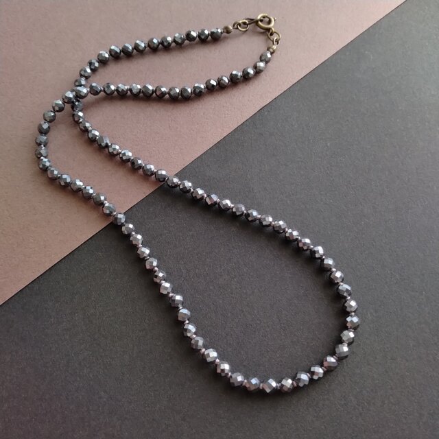 大粒ヘマタイトのネックレス/45㎝