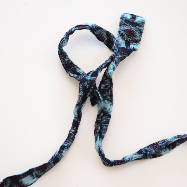 昭和中期 藍染絣 古布前掛け デッドストック ポケット付き 手ぬぐい縁