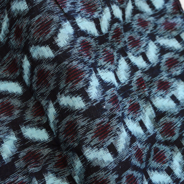 昭和中期 藍染絣 古布前掛け デッドストック ポケット付き 手ぬぐい縁