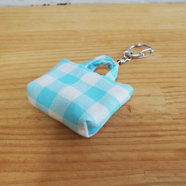 familiar チェック柄トートバッグ（小） クマチャーム付き