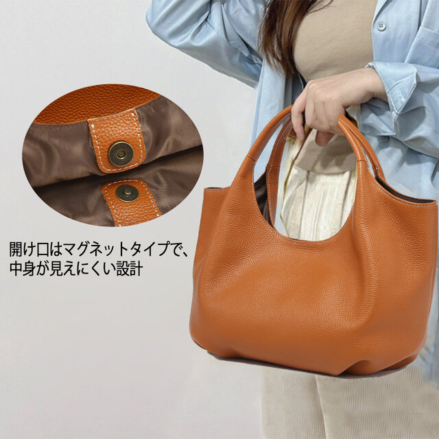 丸型　トートバッグ　ハンドメイド 本革 B5サイズ対応 ふんわり 丸い 新品 大人 かわいい ハンドメイド