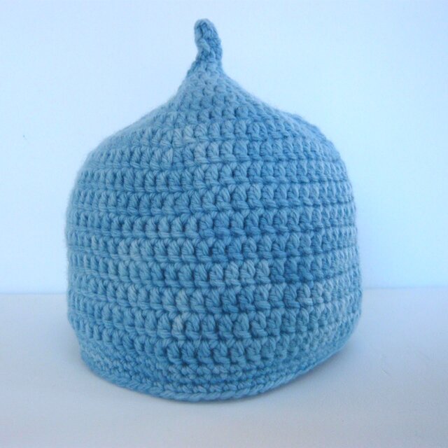 草木染毛糸のどんぐり帽子3~5才用　藍染め