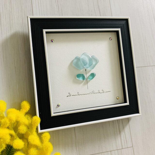 シーグラスアート 癒しの光 花 海の宝石 ガラス細工 インテリア雑貨 置物 観葉植物  北欧ガラス細工 贈り物 プレゼント