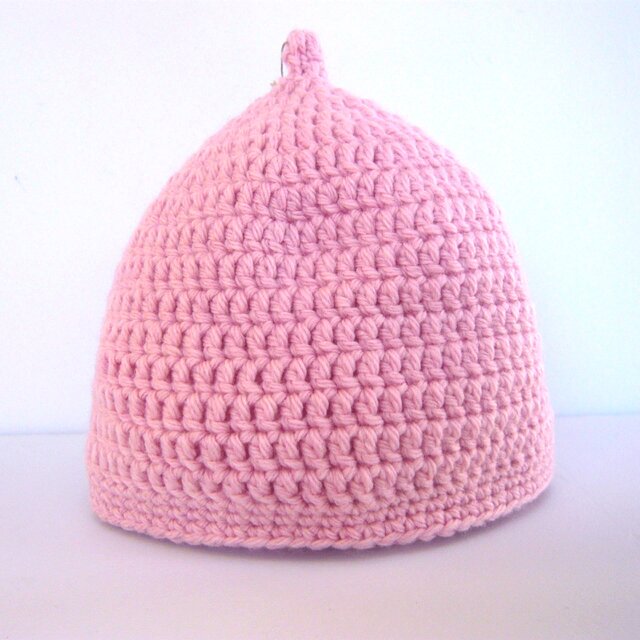 草木染毛糸のどんぐり帽子１~3才用 コチニール染め