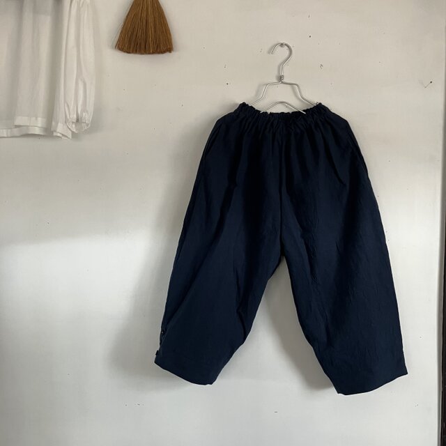 濃紺コットンゆったりパンツ(052)