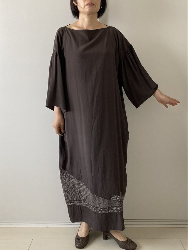 兵児帯リメイクワンピース 茶 | iichi 日々の暮らしを心地よくする