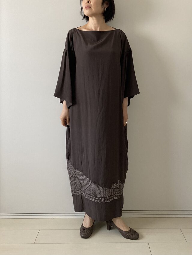 兵児帯リメイクワンピース 茶 | iichi 日々の暮らしを心地よくする