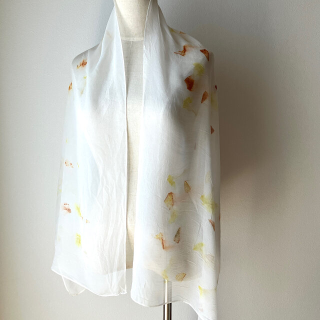草木染エコプリント-シルクシフォンストール | iichi 日々の