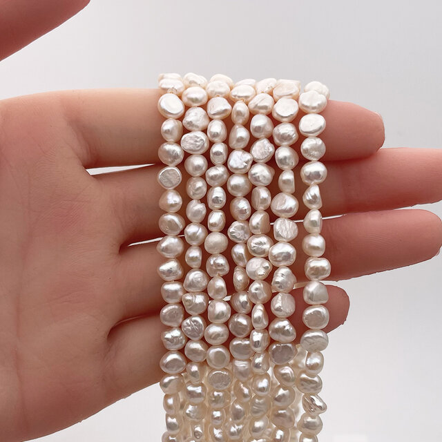 淡水パール 真珠 バロック フラット ボタン 5mm 6mm 小粒 19cm tp0020