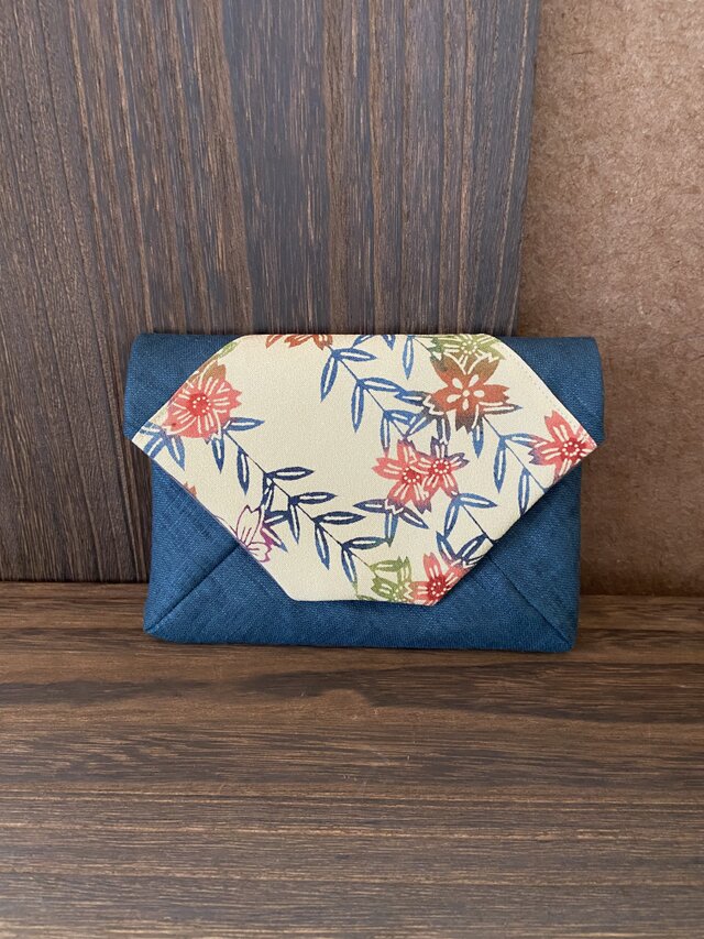 【再販】数寄屋袋（S） | 枝垂レ桜（古布×リネン）