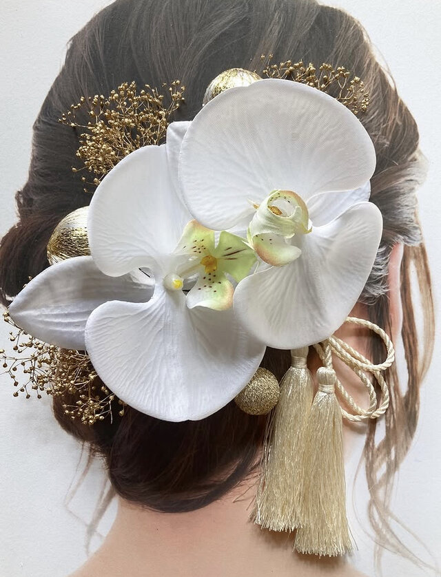 胡蝶蘭髪飾り　花嫁　振袖　ブライダル