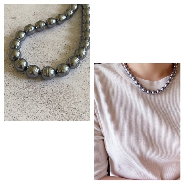 グレー バロック真珠ネックレス Pearls Necklaces グレーバロックパール 44cm（アクリルバロックパール