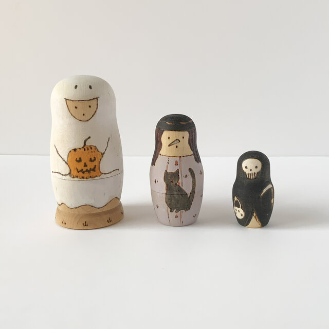 ハロウィンマトリョーシカ B（幽霊、魔女、骸骨の仮装）３個セット
