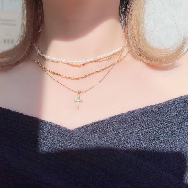 sy6】淡水パールネックレス 3mm ハンドメイドパールネックレス 華奢