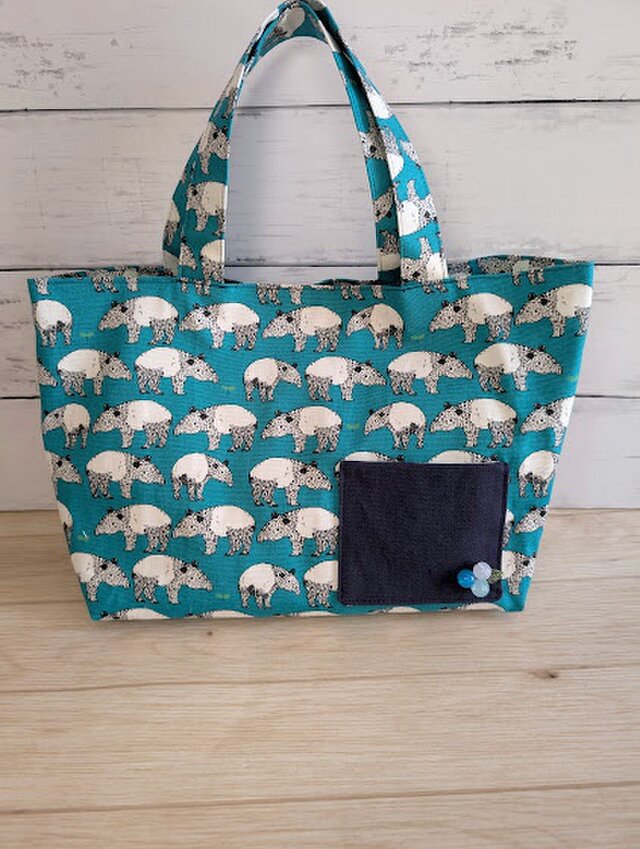 バクさんの折り畳める小さなお買い物バッグ