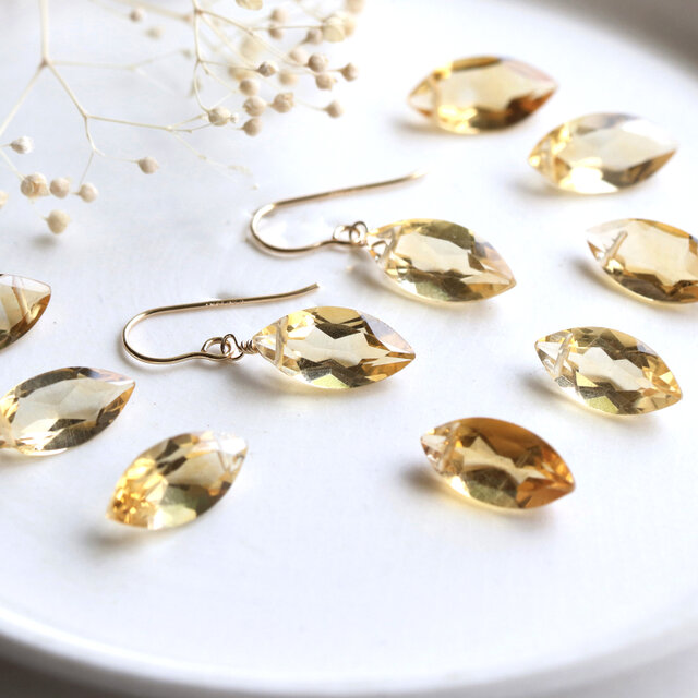 陽だまりの雫＊天然石シトリンピアス/イヤリング｜天然石 14Kgf 11月