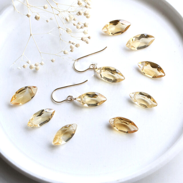 陽だまりの雫＊天然石シトリンピアス/イヤリング｜天然石 14Kgf 11月