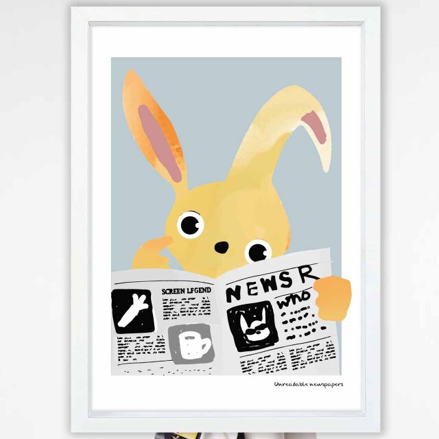 NEWS　ウサギ　送料無料 　イラスト　A4〜A0　ポスター　アートポスター　アート/sei検索新着順　3039